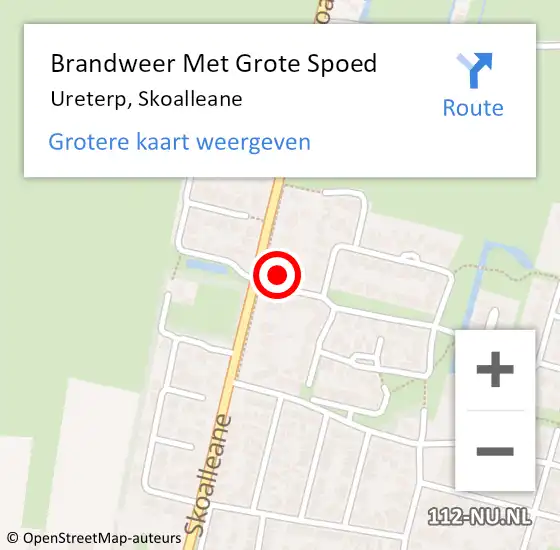 Locatie op kaart van de 112 melding: Brandweer Met Grote Spoed Naar Ureterp, Skoalleane op 16 september 2017 17:12