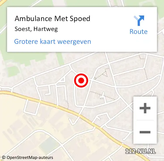 Locatie op kaart van de 112 melding: Ambulance Met Spoed Naar Soest, Hartweg op 16 september 2017 17:37