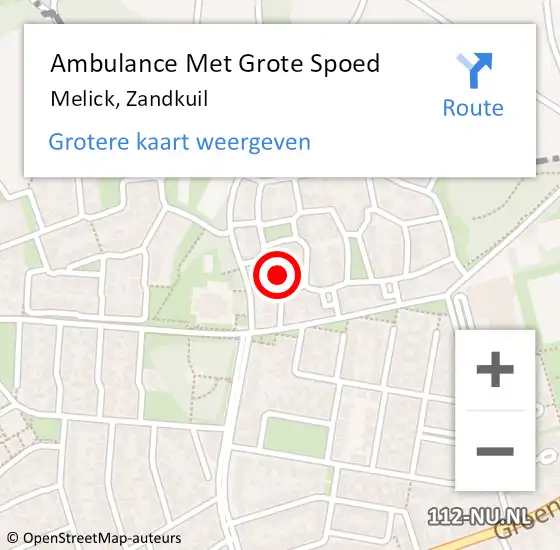 Locatie op kaart van de 112 melding: Ambulance Met Grote Spoed Naar Melick, Zandkuil op 16 september 2017 17:49