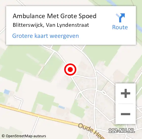 Locatie op kaart van de 112 melding: Ambulance Met Grote Spoed Naar Blitterswijck, Van Lyndenstraat op 16 september 2017 18:26