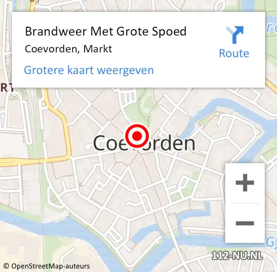 Locatie op kaart van de 112 melding: Brandweer Met Grote Spoed Naar Coevorden, Markt op 16 september 2017 18:30