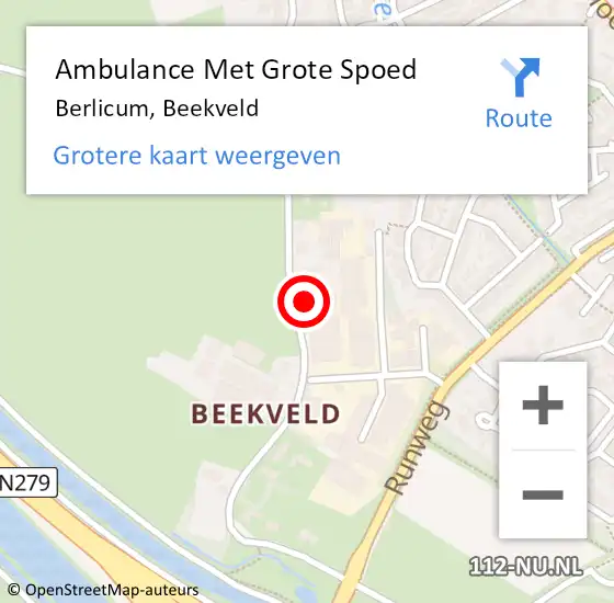 Locatie op kaart van de 112 melding: Ambulance Met Grote Spoed Naar Berlicum, Beekveld op 16 september 2017 18:53