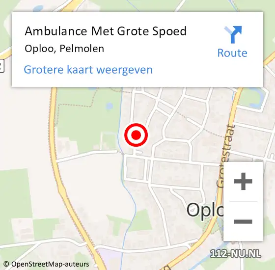 Locatie op kaart van de 112 melding: Ambulance Met Grote Spoed Naar Oploo, Pelmolen op 16 september 2017 19:21