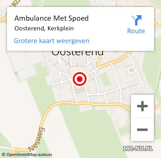 Locatie op kaart van de 112 melding: Ambulance Met Spoed Naar Oosterend, Kerkplein op 16 september 2017 19:22