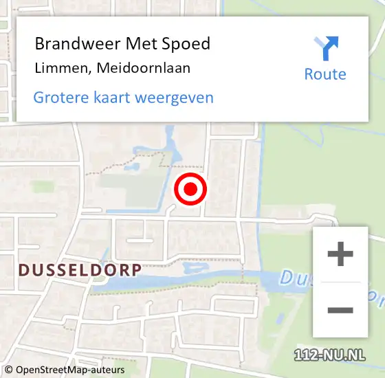 Locatie op kaart van de 112 melding: Brandweer Met Spoed Naar Limmen, Meidoornlaan op 16 september 2017 20:05