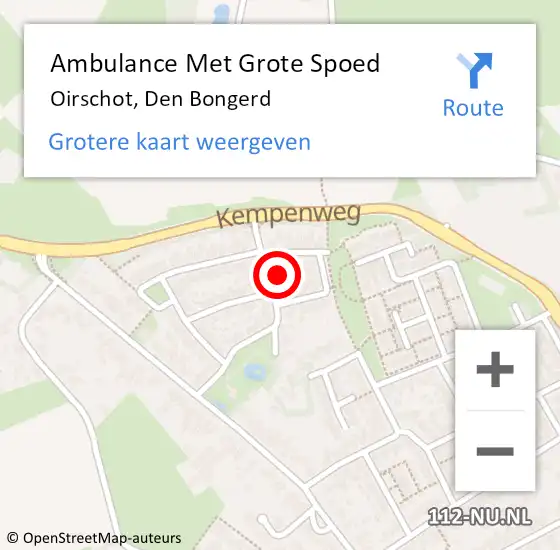 Locatie op kaart van de 112 melding: Ambulance Met Grote Spoed Naar Oirschot, Den Bongerd op 16 september 2017 20:12