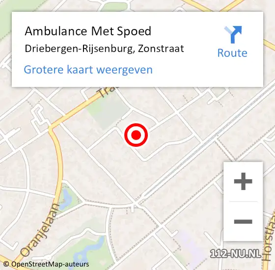 Locatie op kaart van de 112 melding: Ambulance Met Spoed Naar Driebergen-Rijsenburg, Zonstraat op 16 september 2017 20:23