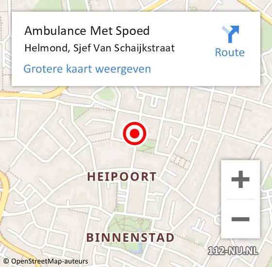 Locatie op kaart van de 112 melding: Ambulance Met Spoed Naar Helmond, Sjef Van Schaijkstraat op 16 september 2017 20:38