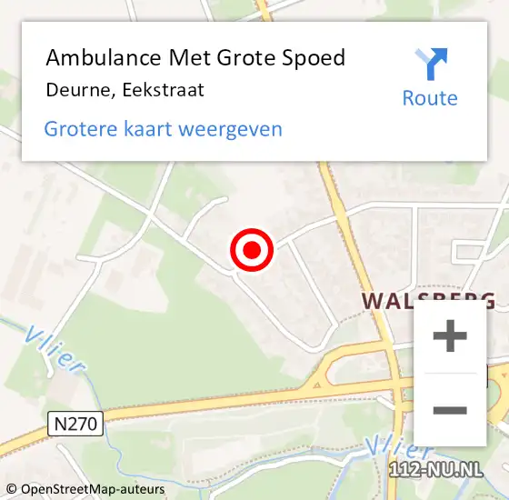 Locatie op kaart van de 112 melding: Ambulance Met Grote Spoed Naar Deurne, Eekstraat op 16 september 2017 21:01