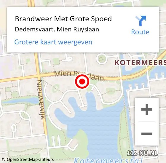 Locatie op kaart van de 112 melding: Brandweer Met Grote Spoed Naar Dedemsvaart, Mien Ruyslaan op 16 september 2017 21:02