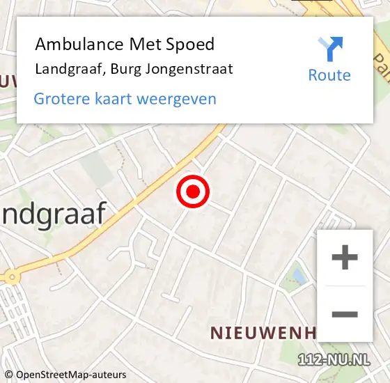 Locatie op kaart van de 112 melding: Ambulance Met Spoed Naar Landgraaf, Burg Jongenstraat op 1 februari 2014 20:34