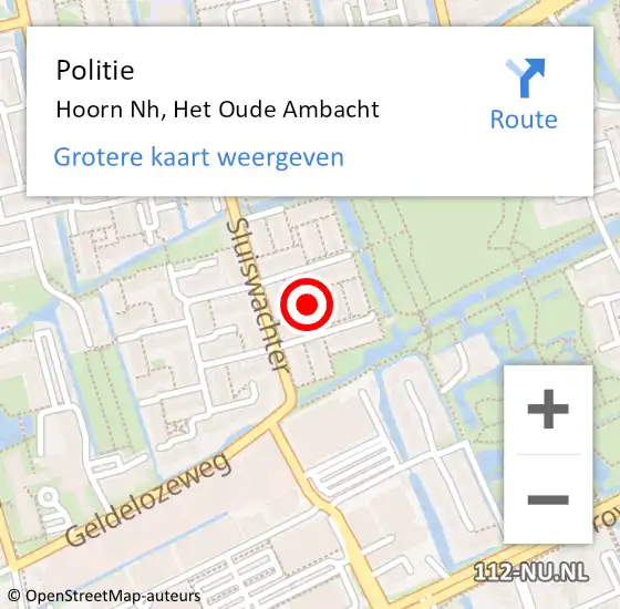 Locatie op kaart van de 112 melding: Politie Hoorn Nh, Het Oude Ambacht op 16 september 2017 21:54