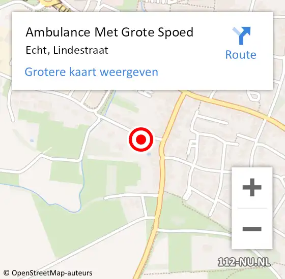 Locatie op kaart van de 112 melding: Ambulance Met Grote Spoed Naar Echt, Lindestraat op 16 september 2017 22:12