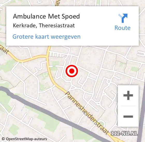 Locatie op kaart van de 112 melding: Ambulance Met Spoed Naar Kerkrade, Theresiastraat op 1 februari 2014 20:39