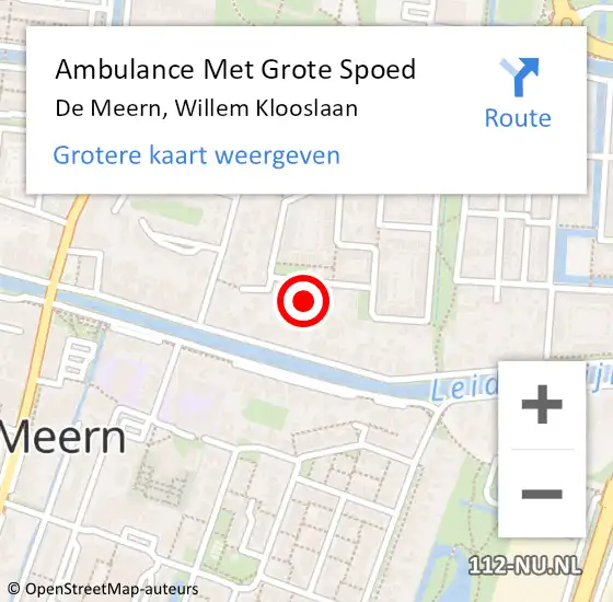 Locatie op kaart van de 112 melding: Ambulance Met Grote Spoed Naar De Meern, Willem Klooslaan op 16 september 2017 23:17