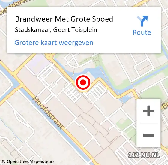 Locatie op kaart van de 112 melding: Brandweer Met Grote Spoed Naar Stadskanaal, Geert Teisplein op 16 september 2017 23:20