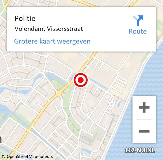 Locatie op kaart van de 112 melding: Politie Volendam, Vissersstraat op 16 september 2017 23:44