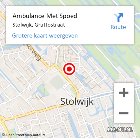 Locatie op kaart van de 112 melding: Ambulance Met Spoed Naar Stolwijk, Gruttostraat op 17 september 2017 00:08