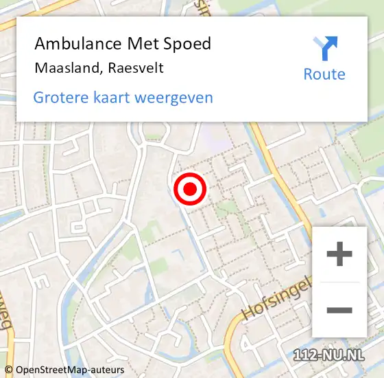 Locatie op kaart van de 112 melding: Ambulance Met Spoed Naar Maasland, Raesvelt op 17 september 2017 00:24