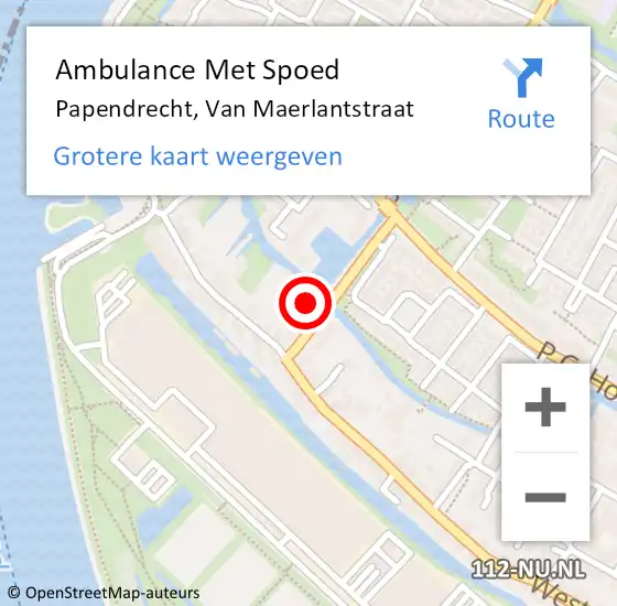 Locatie op kaart van de 112 melding: Ambulance Met Spoed Naar Papendrecht, Van Maerlantstraat op 17 september 2017 00:27