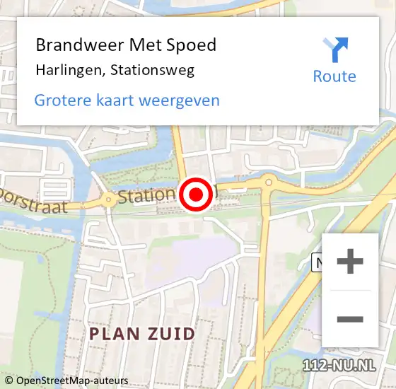 Locatie op kaart van de 112 melding: Brandweer Met Spoed Naar Harlingen, Stationsweg op 1 februari 2014 20:52