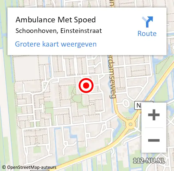 Locatie op kaart van de 112 melding: Ambulance Met Spoed Naar Schoonhoven, Einsteinstraat op 17 september 2017 01:29