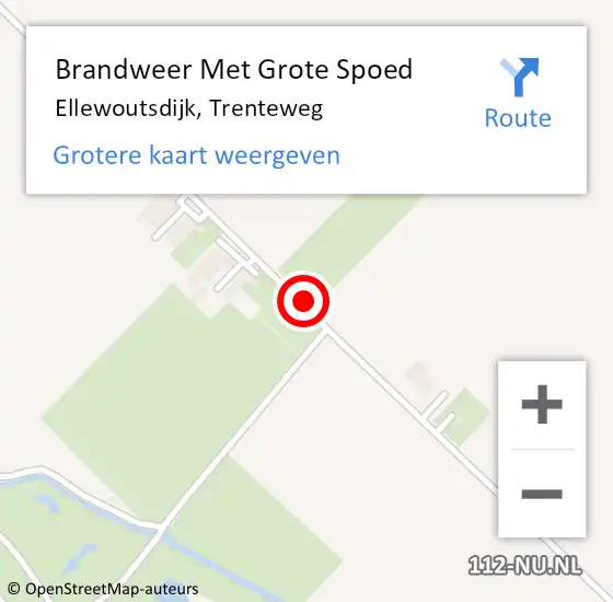 Locatie op kaart van de 112 melding: Brandweer Met Grote Spoed Naar Ellewoutsdijk, Trenteweg op 17 september 2017 01:35
