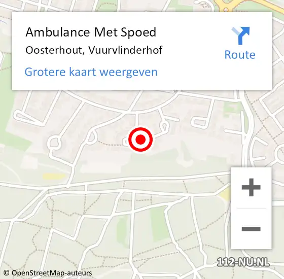 Locatie op kaart van de 112 melding: Ambulance Met Spoed Naar Oosterhout, Vuurvlinderhof op 17 september 2017 03:27