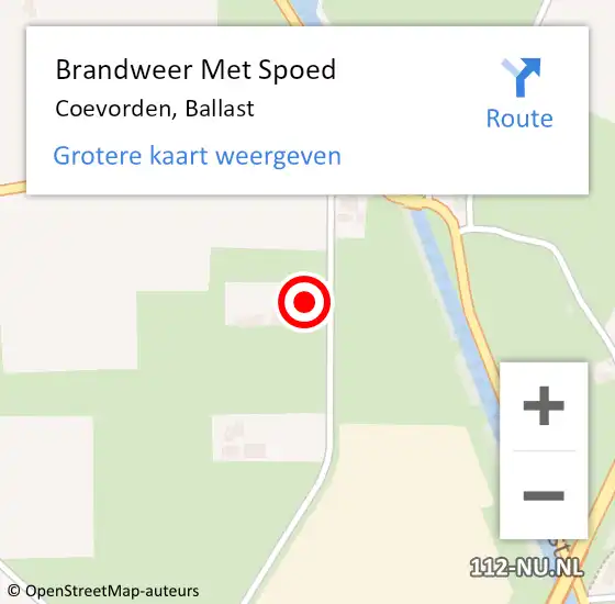 Locatie op kaart van de 112 melding: Brandweer Met Spoed Naar Coevorden, Ballast op 17 september 2017 08:09