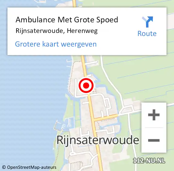 Locatie op kaart van de 112 melding: Ambulance Met Grote Spoed Naar Rijnsaterwoude, Herenweg op 17 september 2017 09:08