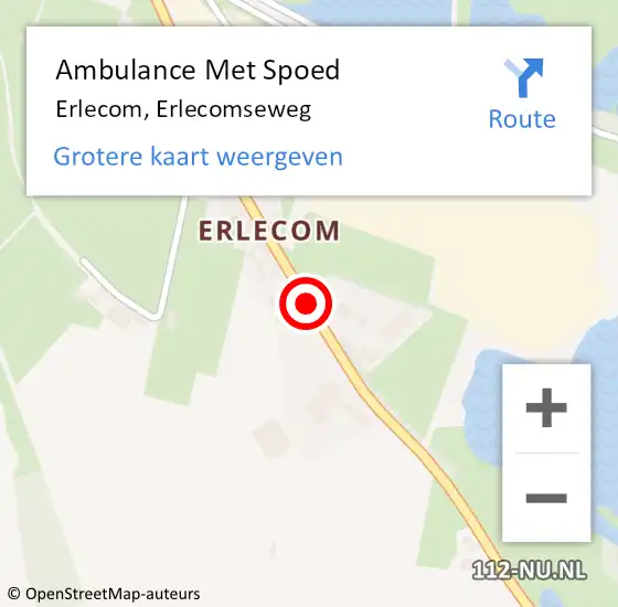 Locatie op kaart van de 112 melding: Ambulance Met Spoed Naar Erlecom, Erlecomseweg op 17 september 2017 09:11