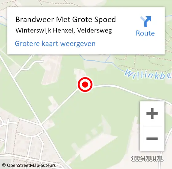 Locatie op kaart van de 112 melding: Brandweer Met Grote Spoed Naar Winterswijk Henxel, Veldersweg op 17 september 2017 09:18