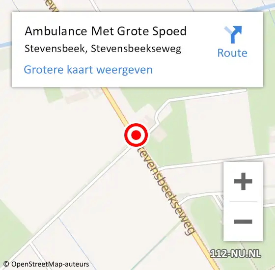 Locatie op kaart van de 112 melding: Ambulance Met Grote Spoed Naar Stevensbeek, Stevensbeekseweg op 17 september 2017 10:02