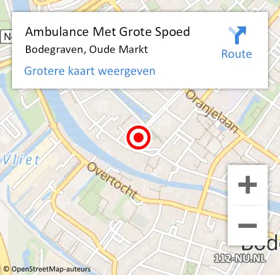 Locatie op kaart van de 112 melding: Ambulance Met Grote Spoed Naar Bodegraven, Oude Markt op 17 september 2017 10:40