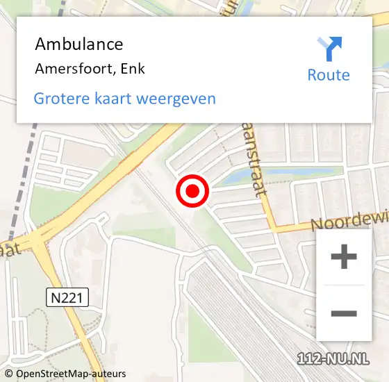 Locatie op kaart van de 112 melding: Ambulance Amersfoort, Enk op 1 februari 2014 21:42