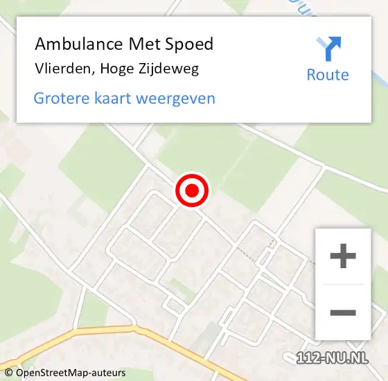 Locatie op kaart van de 112 melding: Ambulance Met Spoed Naar Vlierden, Hoge Zijdeweg op 17 september 2017 12:16