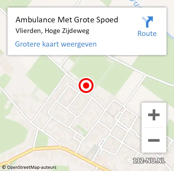 Locatie op kaart van de 112 melding: Ambulance Met Grote Spoed Naar Vlierden, Hoge Zijdeweg op 17 september 2017 12:18