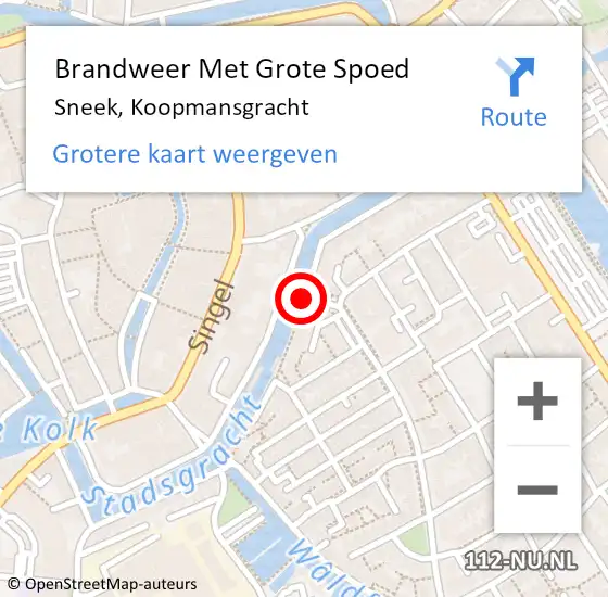 Locatie op kaart van de 112 melding: Brandweer Met Grote Spoed Naar Sneek, Koopmansgracht op 17 september 2017 12:29