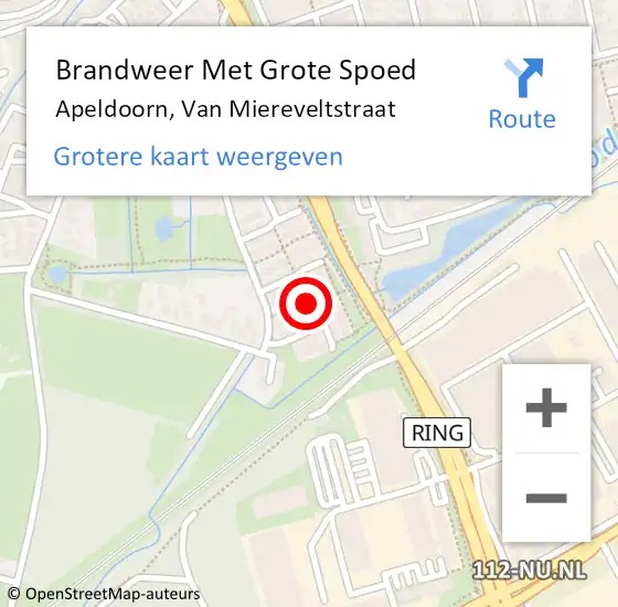 Locatie op kaart van de 112 melding: Brandweer Met Grote Spoed Naar Apeldoorn, Van Miereveltstraat op 17 september 2017 13:03