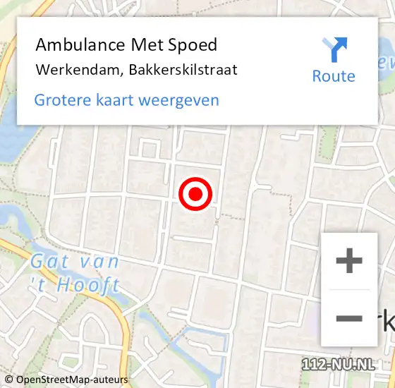 Locatie op kaart van de 112 melding: Ambulance Met Spoed Naar Werkendam, Bakkerskilstraat op 17 september 2017 13:53