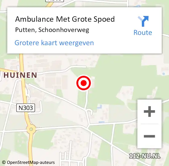 Locatie op kaart van de 112 melding: Ambulance Met Grote Spoed Naar Putten, Schoonhoverweg op 17 september 2017 14:00