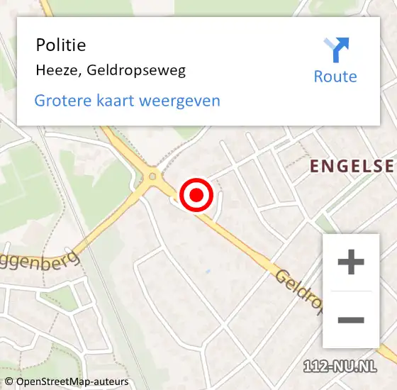 Locatie op kaart van de 112 melding: Politie Heeze, Geldropseweg op 17 september 2017 14:03