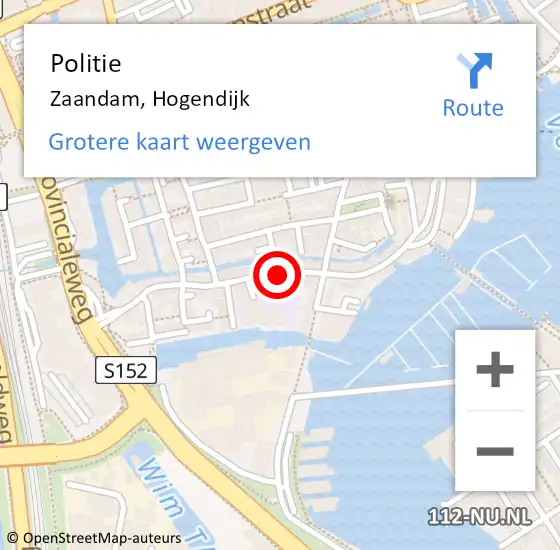 Locatie op kaart van de 112 melding: Politie Zaandam, Hogendijk op 17 september 2017 14:39