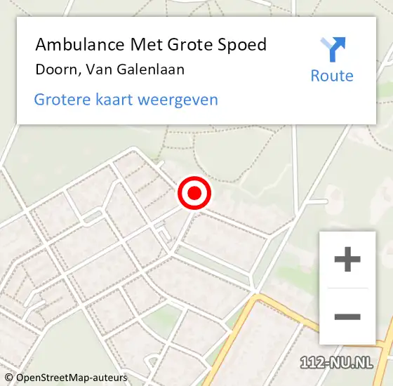 Locatie op kaart van de 112 melding: Ambulance Met Grote Spoed Naar Doorn, Van Galenlaan op 17 september 2017 14:59