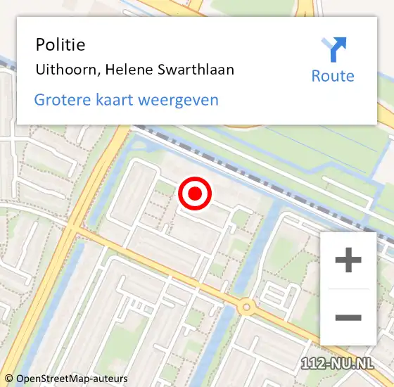 Locatie op kaart van de 112 melding: Politie Uithoorn, Helene Swarthlaan op 17 september 2017 15:16