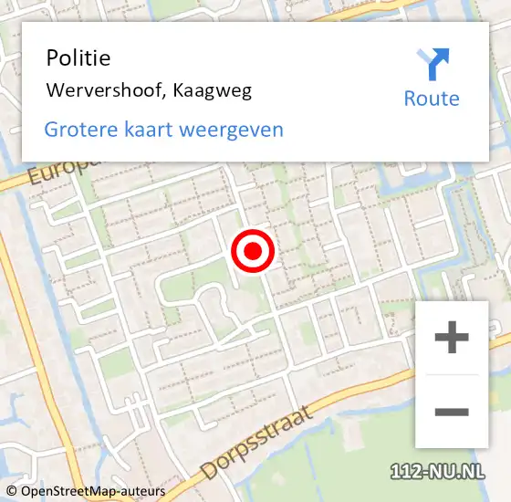 Locatie op kaart van de 112 melding: Politie Wervershoof, Kaagweg op 17 september 2017 15:29