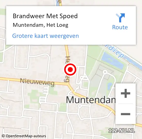 Locatie op kaart van de 112 melding: Brandweer Met Spoed Naar Muntendam, Het Loeg op 17 september 2017 16:02