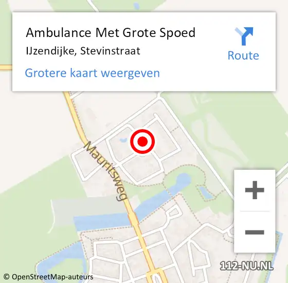 Locatie op kaart van de 112 melding: Ambulance Met Grote Spoed Naar IJzendijke, Stevinstraat op 17 september 2017 16:52