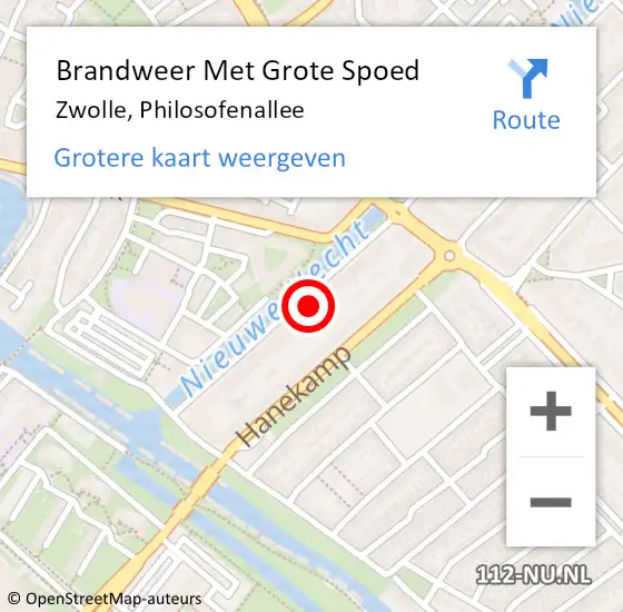 Locatie op kaart van de 112 melding: Brandweer Met Grote Spoed Naar Zwolle, Philosofenallee op 17 september 2017 17:11