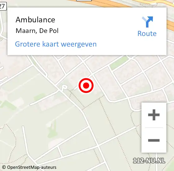 Locatie op kaart van de 112 melding: Ambulance Maarn, De Pol op 17 september 2017 17:45